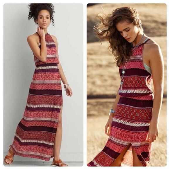 American Eagle Soft & Sexy high neck boho maxi dress size large - Picture 1 of 8